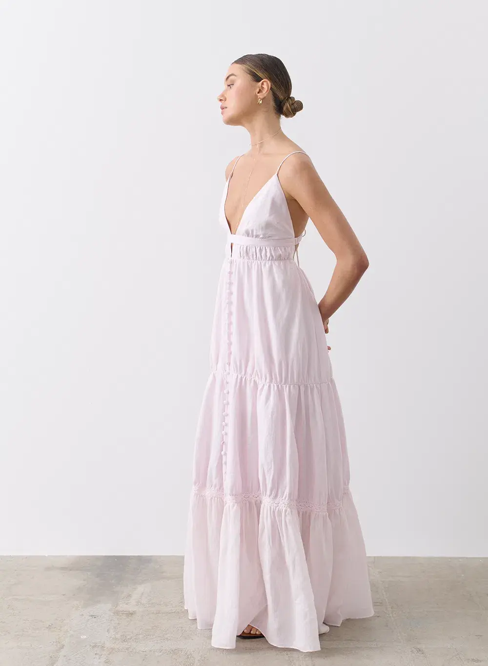 Joslin Liana Linen Ramie Maxi Dress Pink Size 8 - Image 2