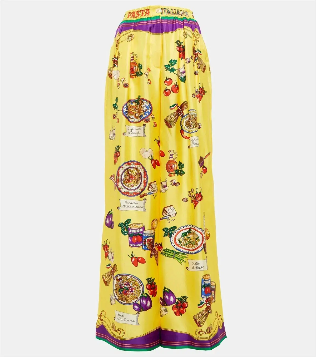 Dolce & Gabanna Pasta Silk Pants Print Size AU 12 - Image 4