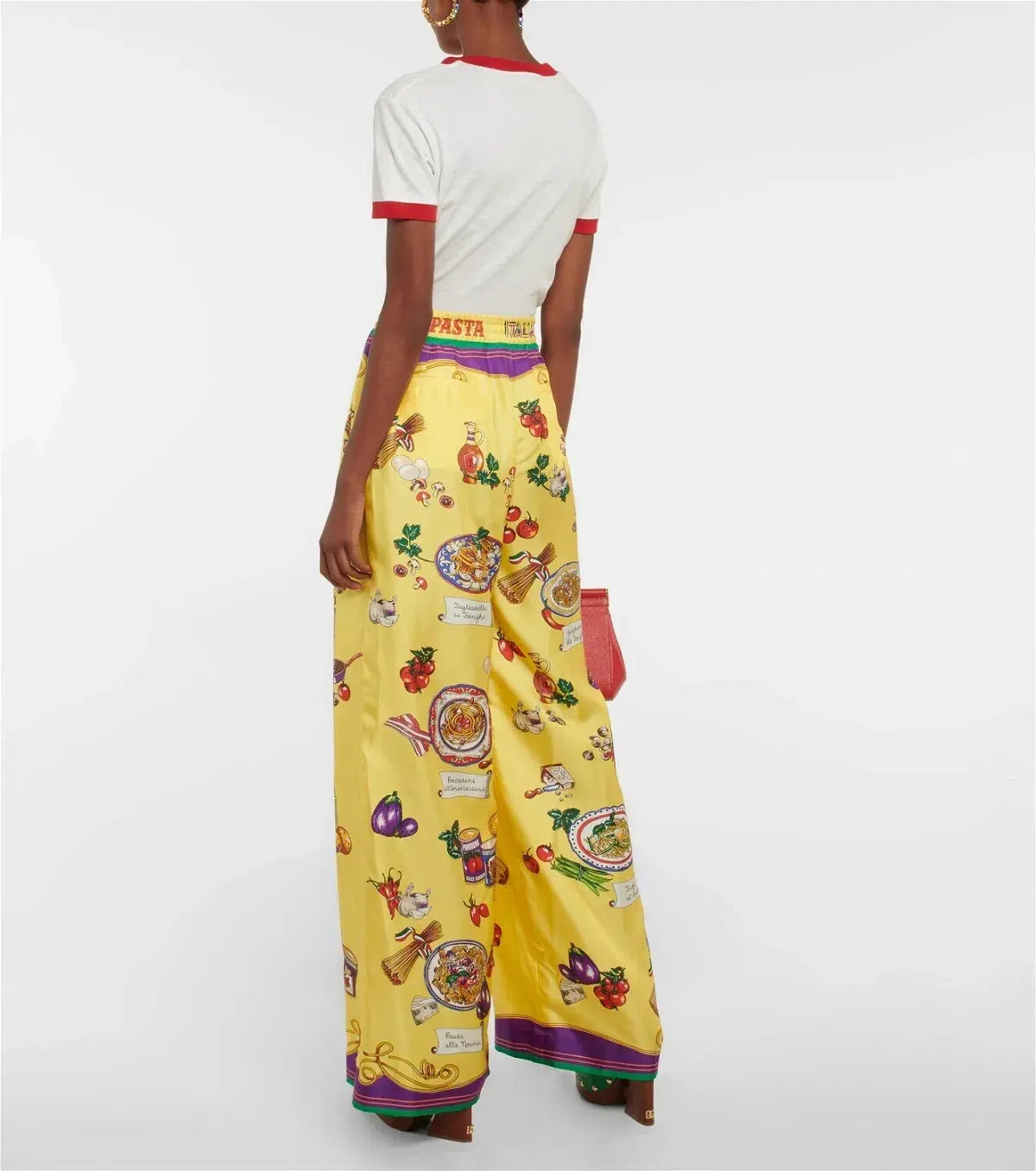 Dolce & Gabanna Pasta Silk Pants Print Size AU 12 - Image 2