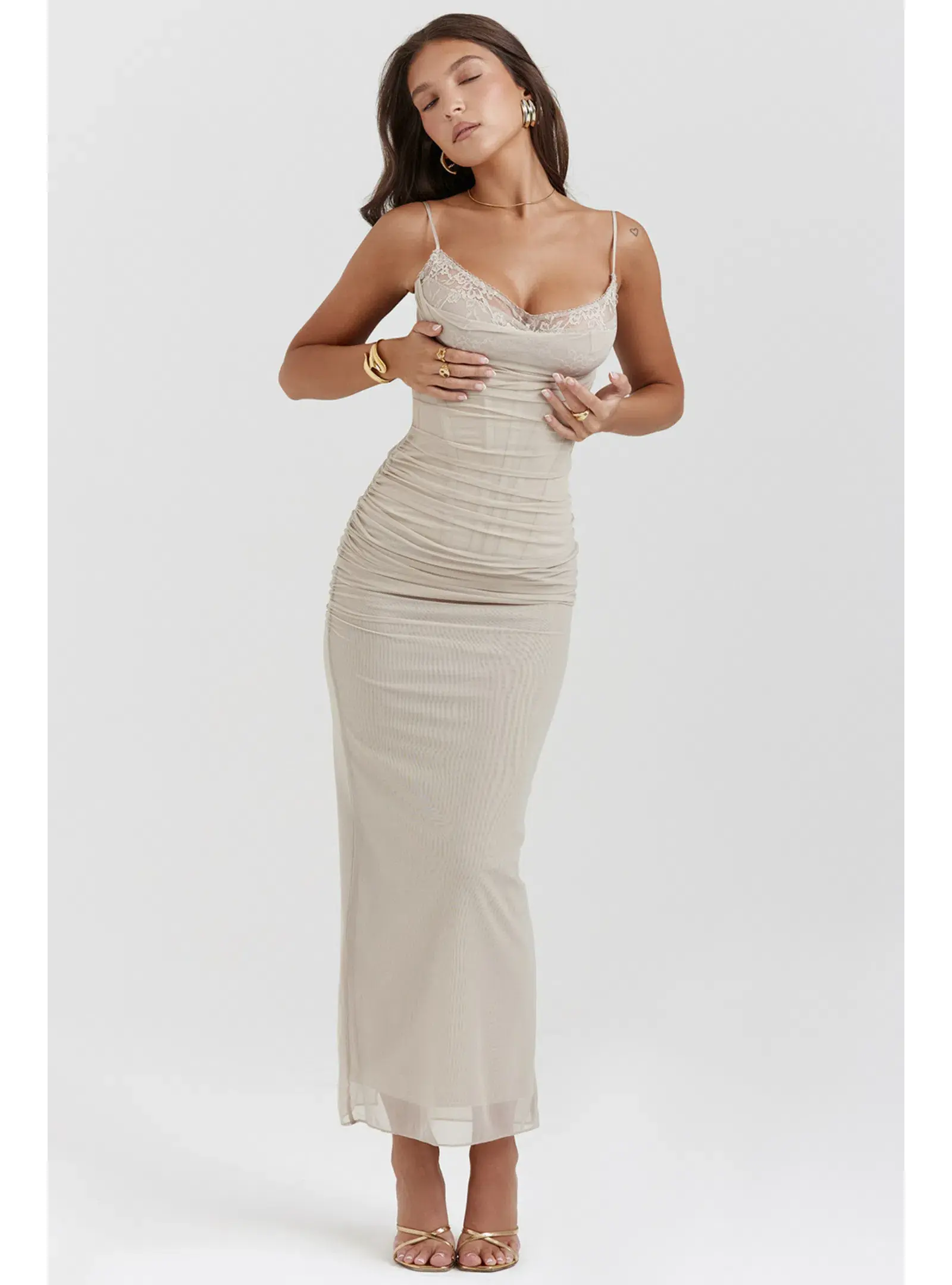 House of CB Nalini Maxi Dress in Sand Size AU 6 - Image 3