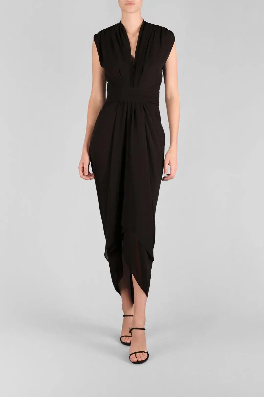 Carla Zampatti Waterfall Dress Black Size 4 - Image 1