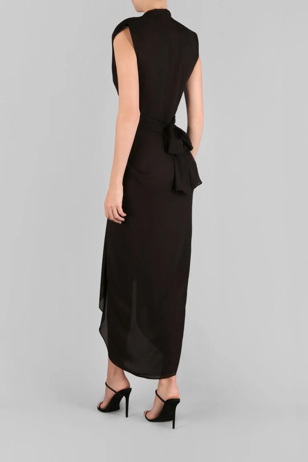 Carla Zampatti Waterfall Dress Black Size 4 - Image 3