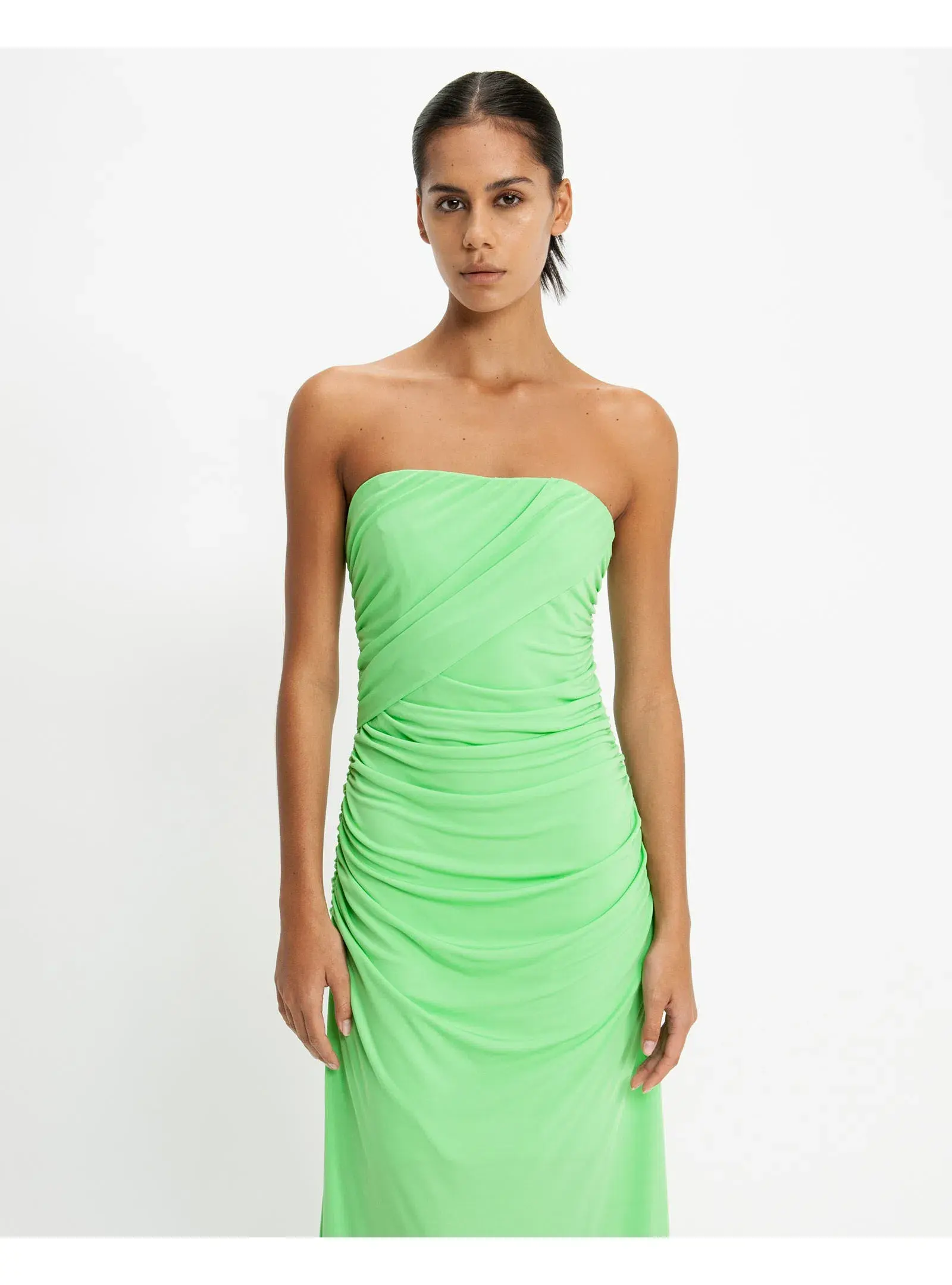 Cue Jersey Bandeau Gown Summer Green Size AU 10 - Image 2