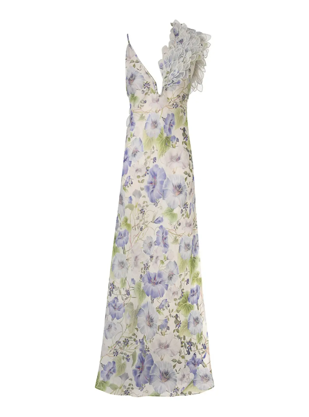 Zimmermann Natura Feather Slip Gown In Blue Floral Size 0 / AU 8 - Image 5