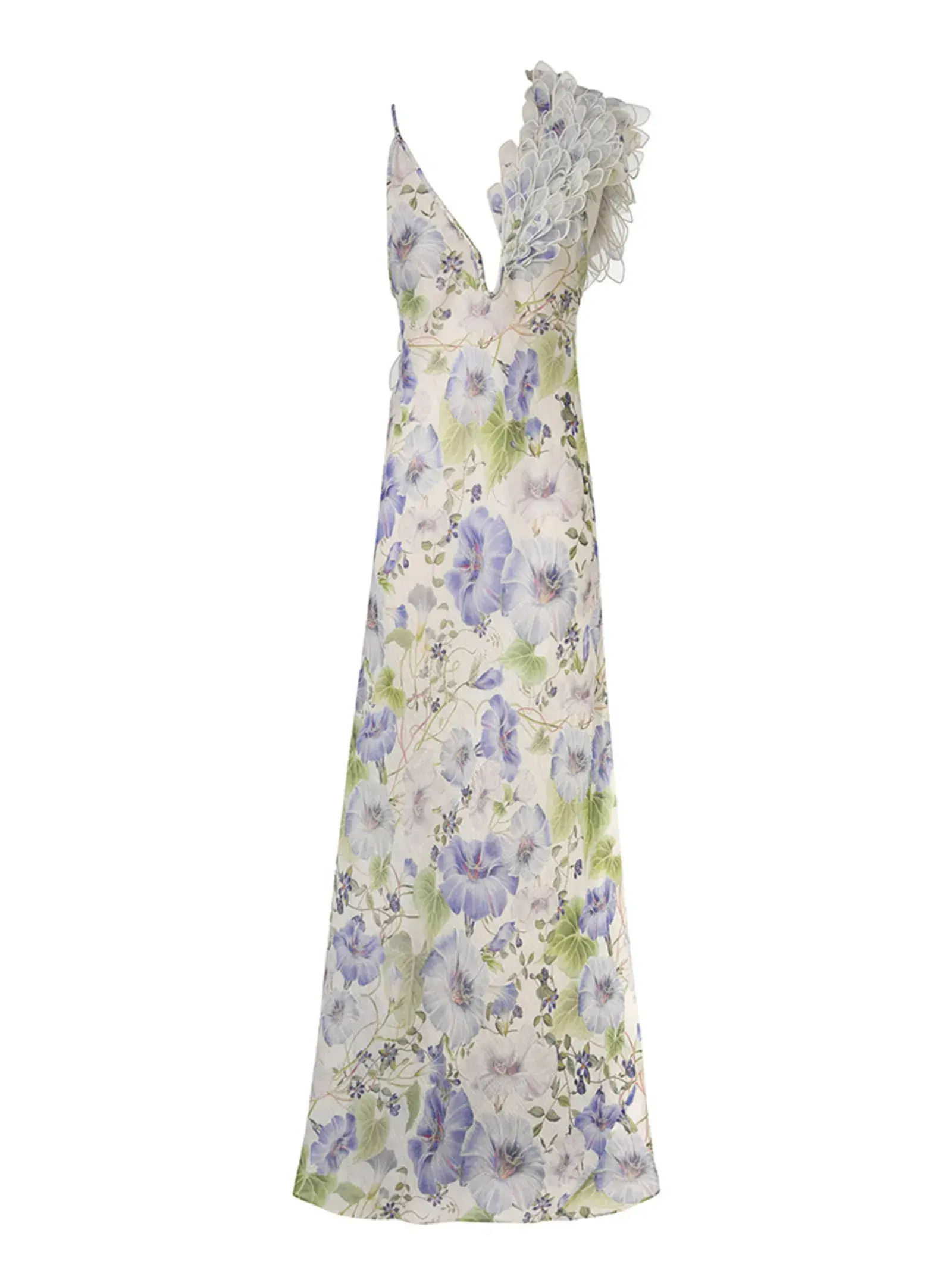 Zimmermann Natura Feather Slip Gown In Blue Floral Size 0 / AU 8 - Image 5