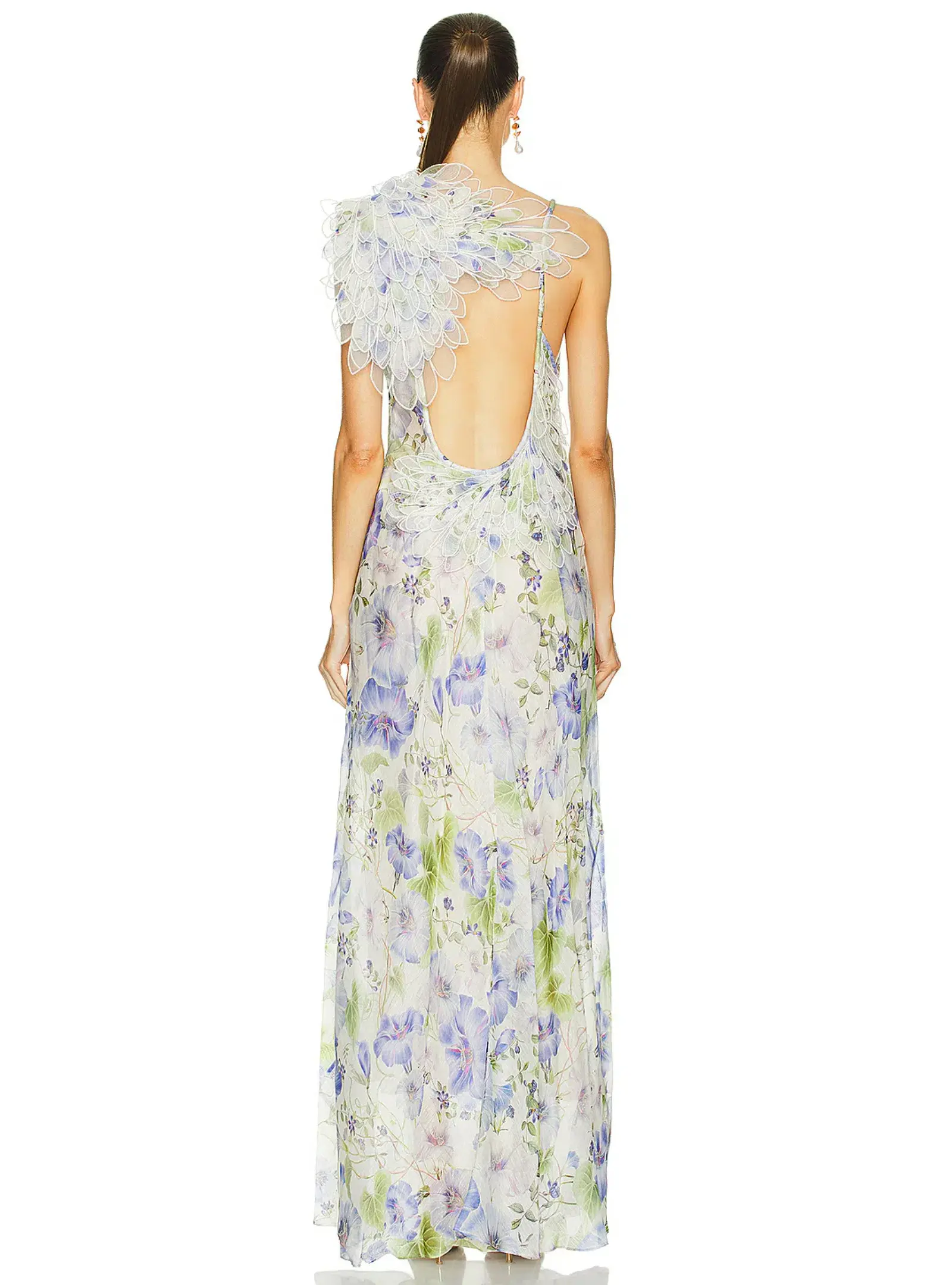 Zimmermann Natura Feather Slip Gown In Blue Floral Size 0 / AU 8 - Image 4