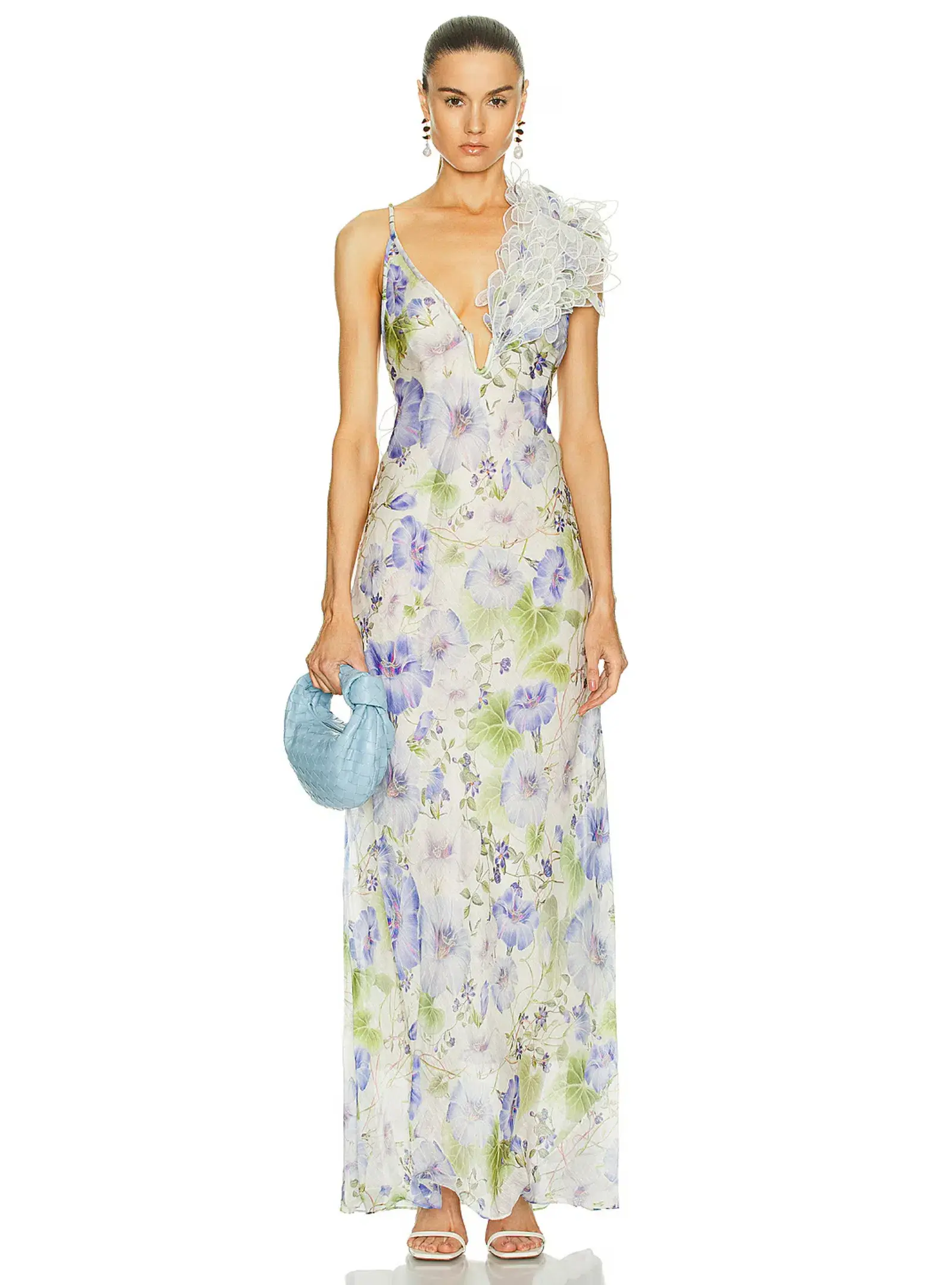 Zimmermann Natura Feather Slip Gown In Blue Floral Size 0 / AU 8 - Image 1