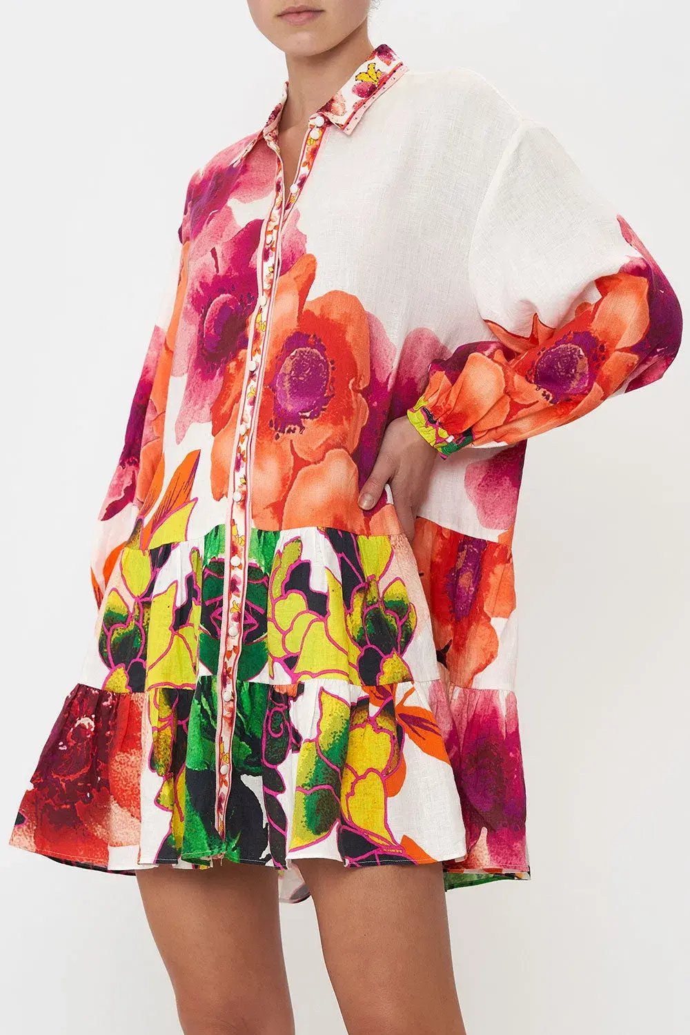 Camilla Pretty As A Poppy Tiered Shirt Dress Size L / AU 14 - Image 4