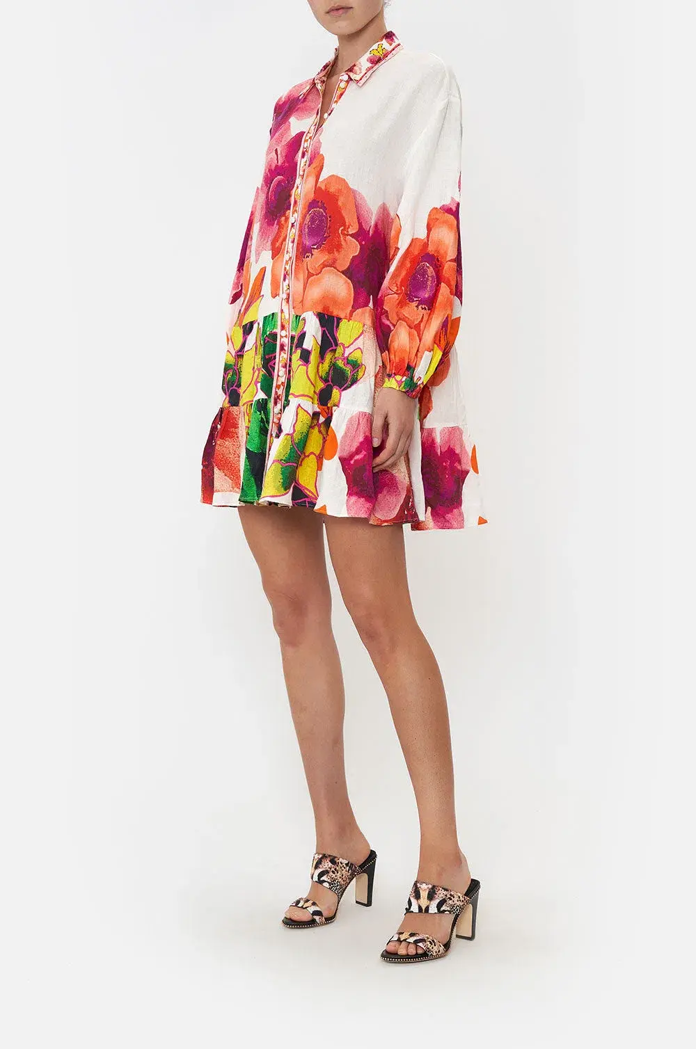 Camilla Pretty As A Poppy Tiered Shirt Dress Size L / AU 14 for rent on The Volte - main image