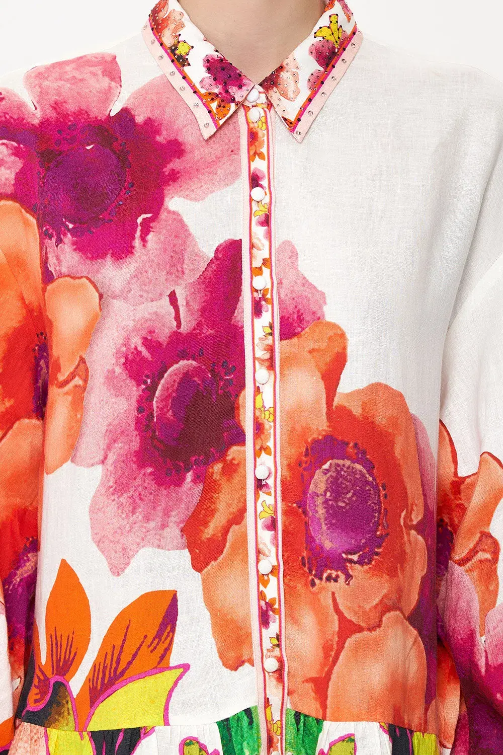 Camilla Pretty As A Poppy Tiered Shirt Dress Size L / AU 14 for rent on The Volte - main image