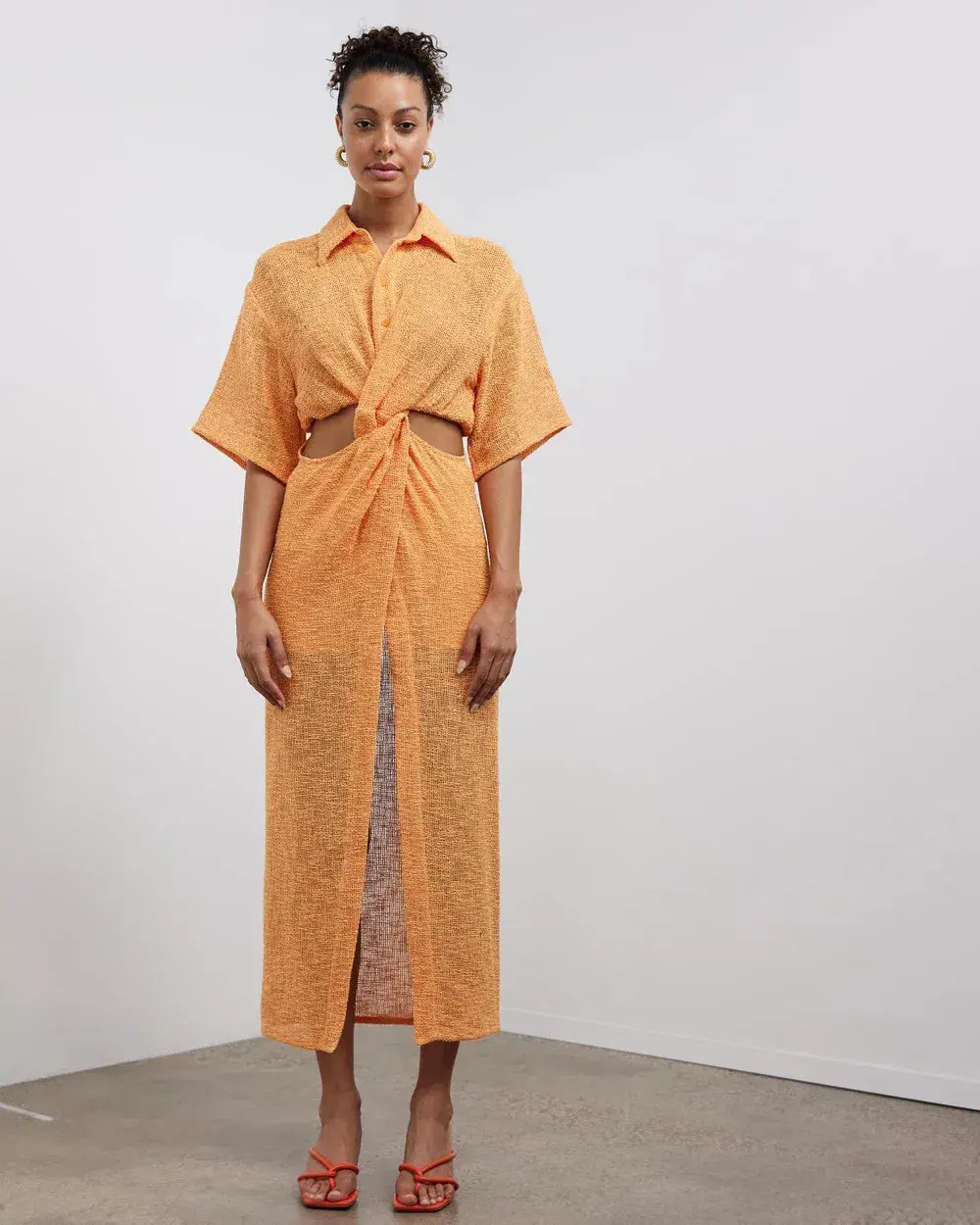 Camilla & Marc Clementine Twist Midi Dress Persimmon Size 10 - Image 1