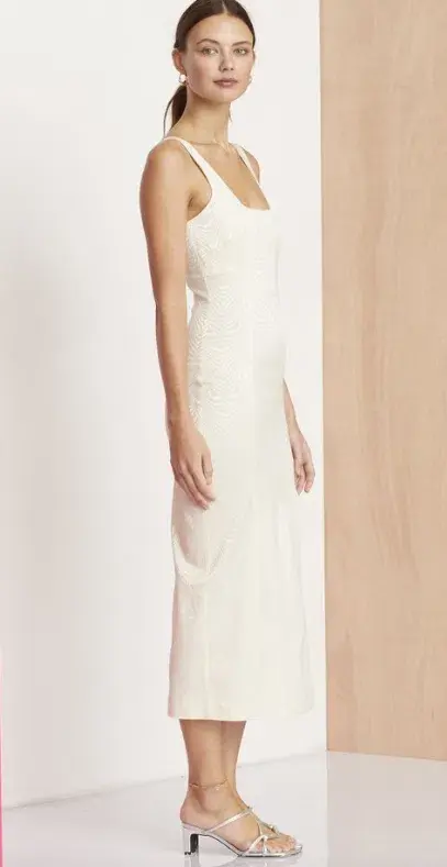 Bec & Bridge Zebra Midi Dress Vanilla Size 12 AU for rent on The Volte - main image