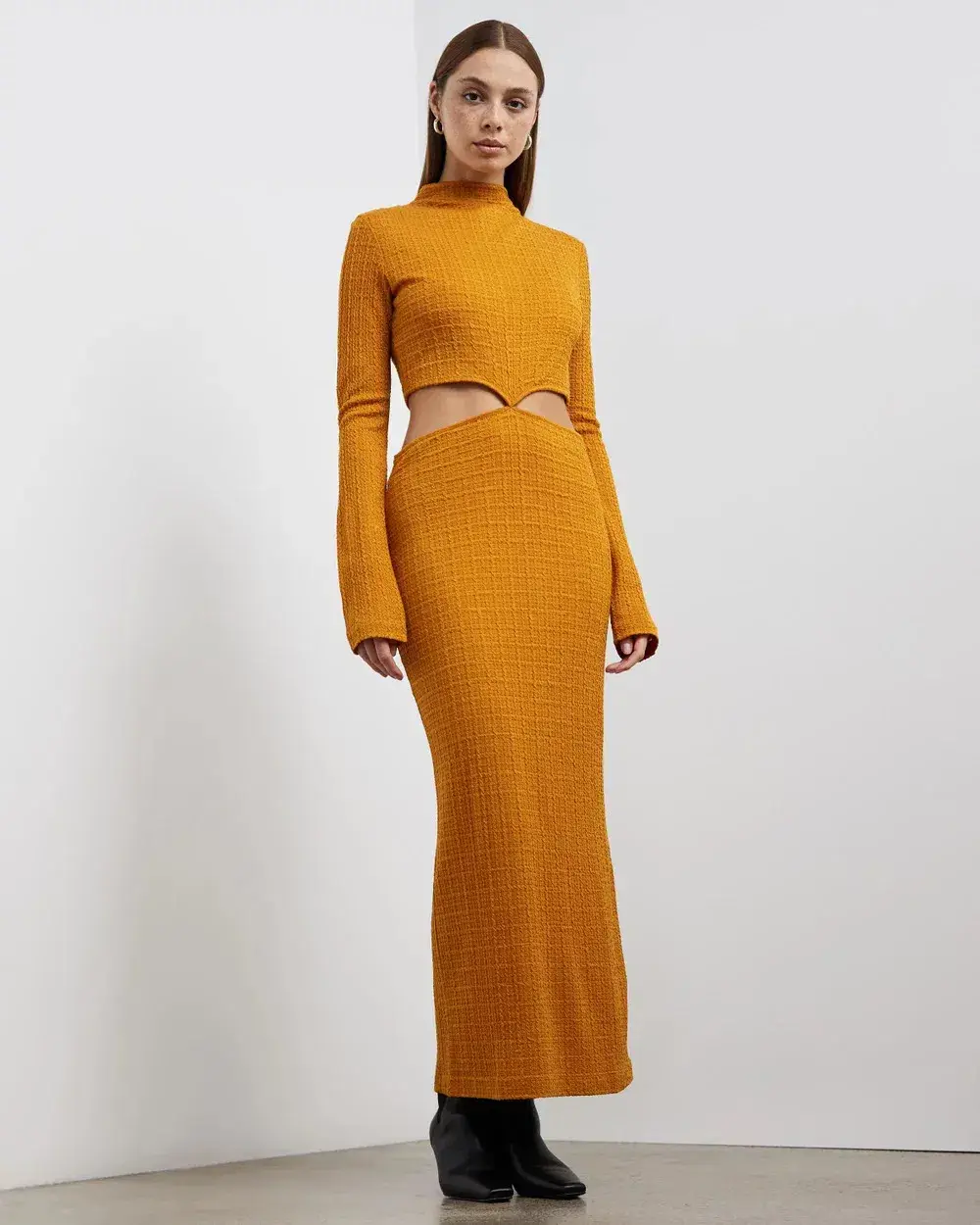 Camilla and Marc Nemesia Long Sleeve Dress Burnt Orange Size 10 for rent on The Volte - main image