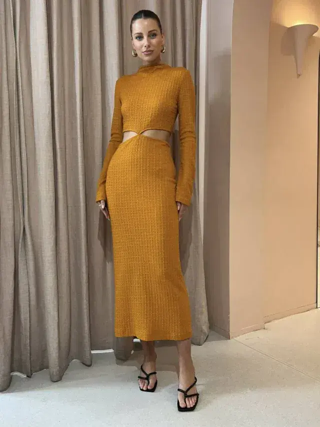 Camilla and Marc Nemesia Long Sleeve Dress Burnt Orange Size 10 for rent on The Volte - main image