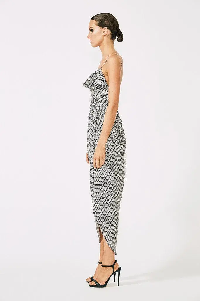 Shona Joy Etienne Lace Back Cowl Bias Midi Dress Print Size 12 - Image 2
