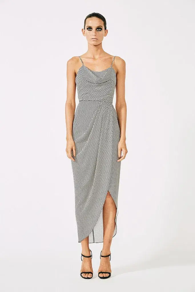 Shona Joy Etienne Lace Back Cowl Bias Midi Dress Print Size 12 - Image 1