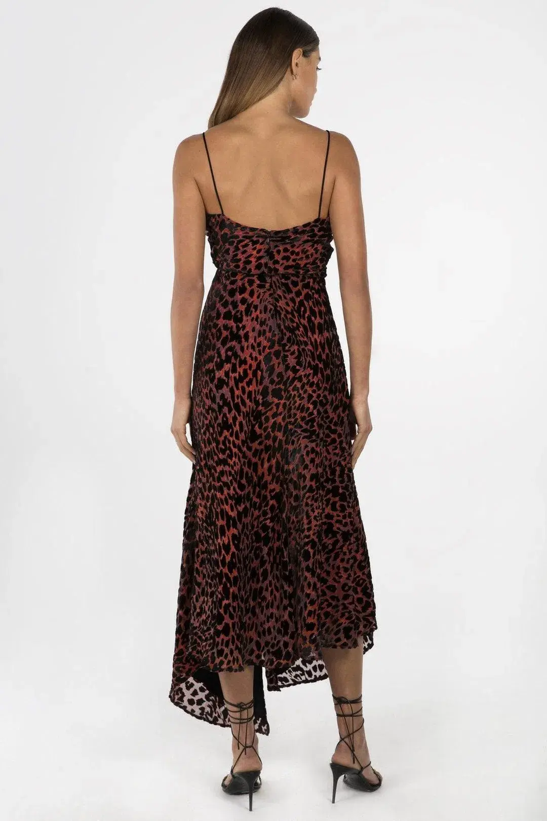 Misha Harpa Midi Dress Red Leopard Size 4 for rent on The Volte - main image