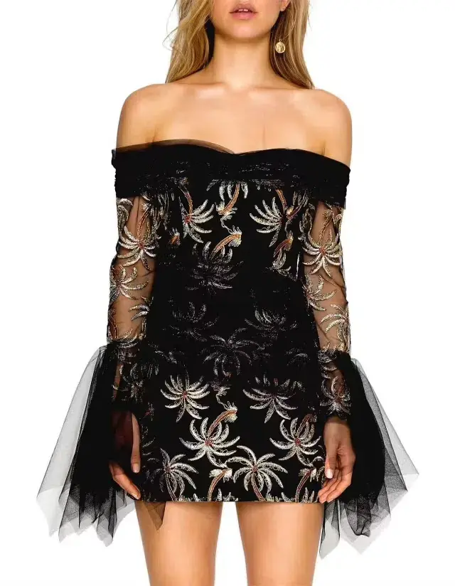 Alice McCall All That She Wants Mini Dress Black Print Size 4 - Image 3
