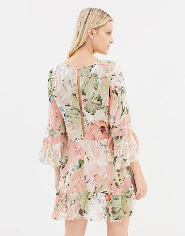 Alice McCall Silk Metallic Little Juliet Mini Dress Floral Size 4 - Image 3