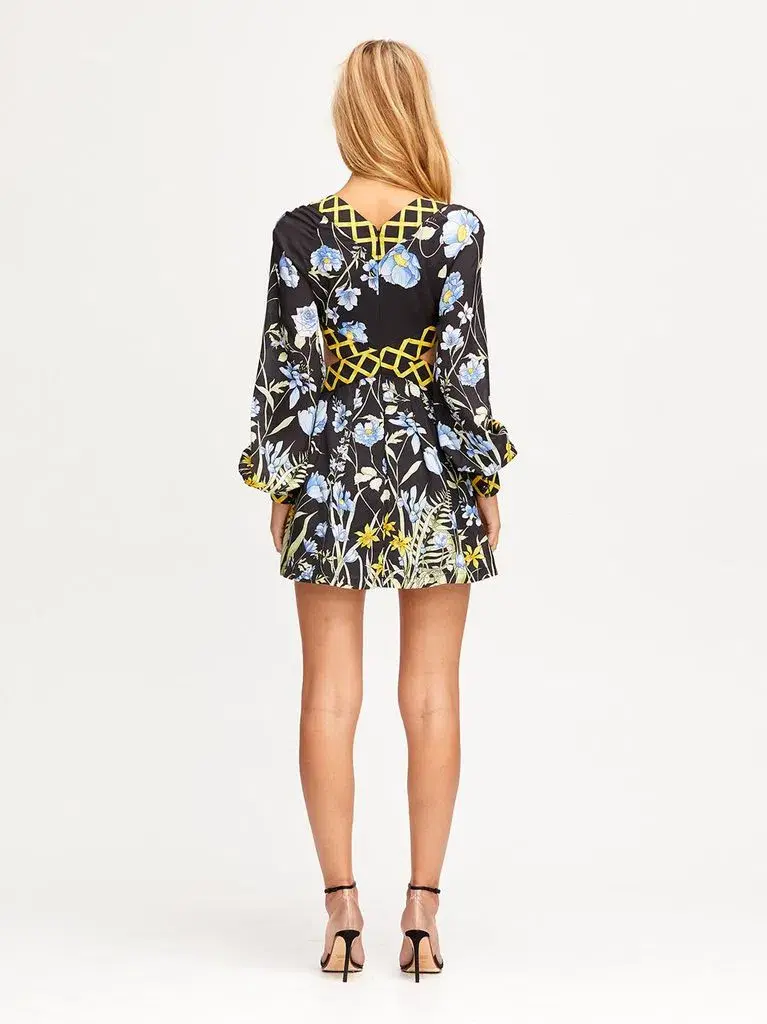 Alice McCall Flower Girl Cut Out Mini Dress Black Size 4  for rent on The Volte - main image