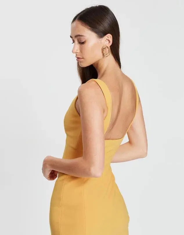 Bec and Bridge Elle Midi Dress Yellow Size 12 for rent on The Volte - main image