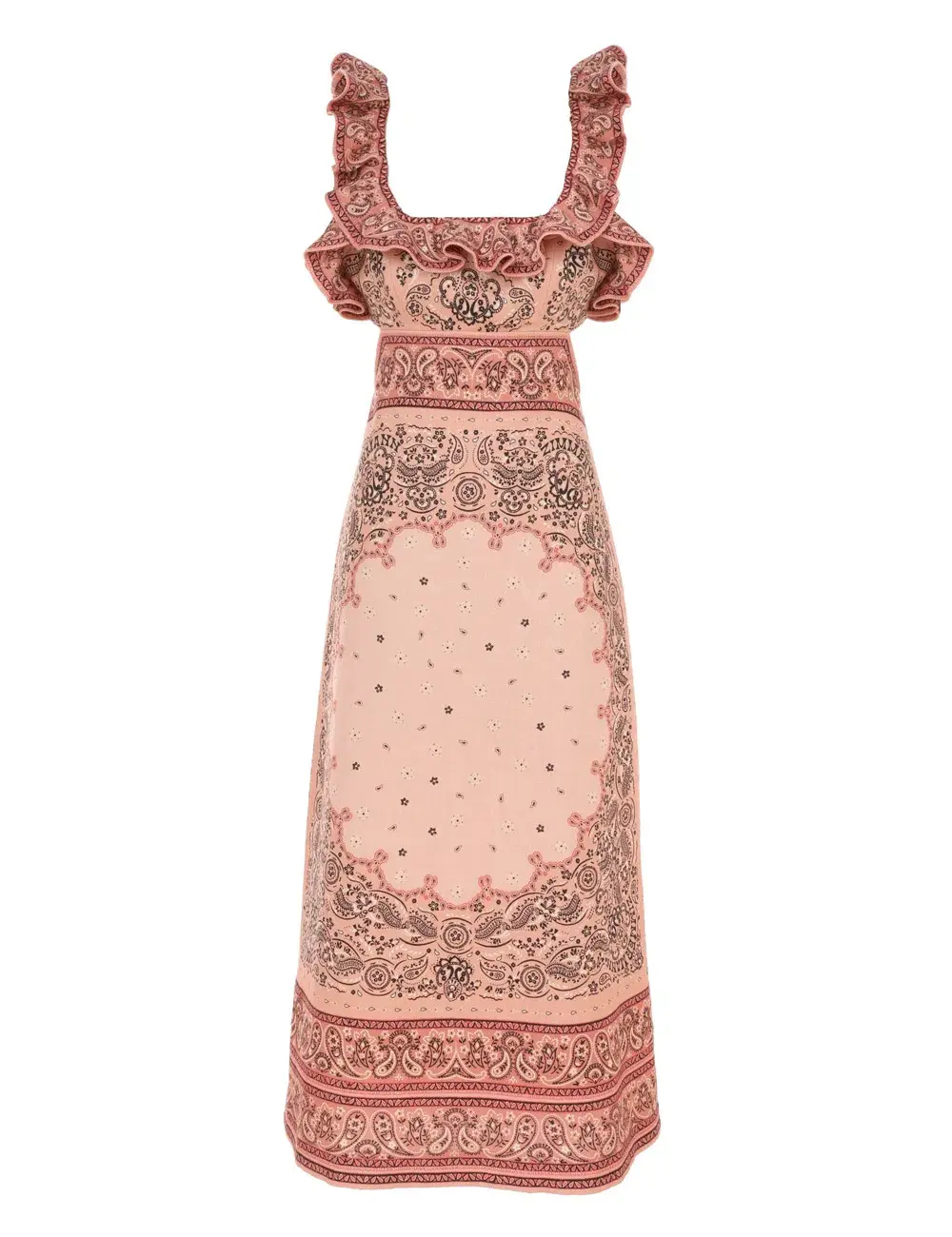 Zimmermann Matchmaker Frilled Midi Dress Pink Bandana Size 0 / AU 8 - Image 5