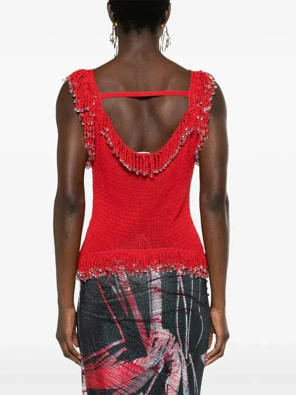 Paris Georgia Fringe Knit Top Red Size S / AU 8 - Image 3