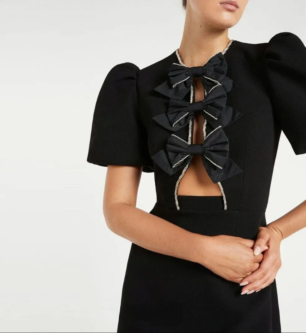 Rebecca Vallance Katie Bow Mini Dress Black Size 12 - Image 2