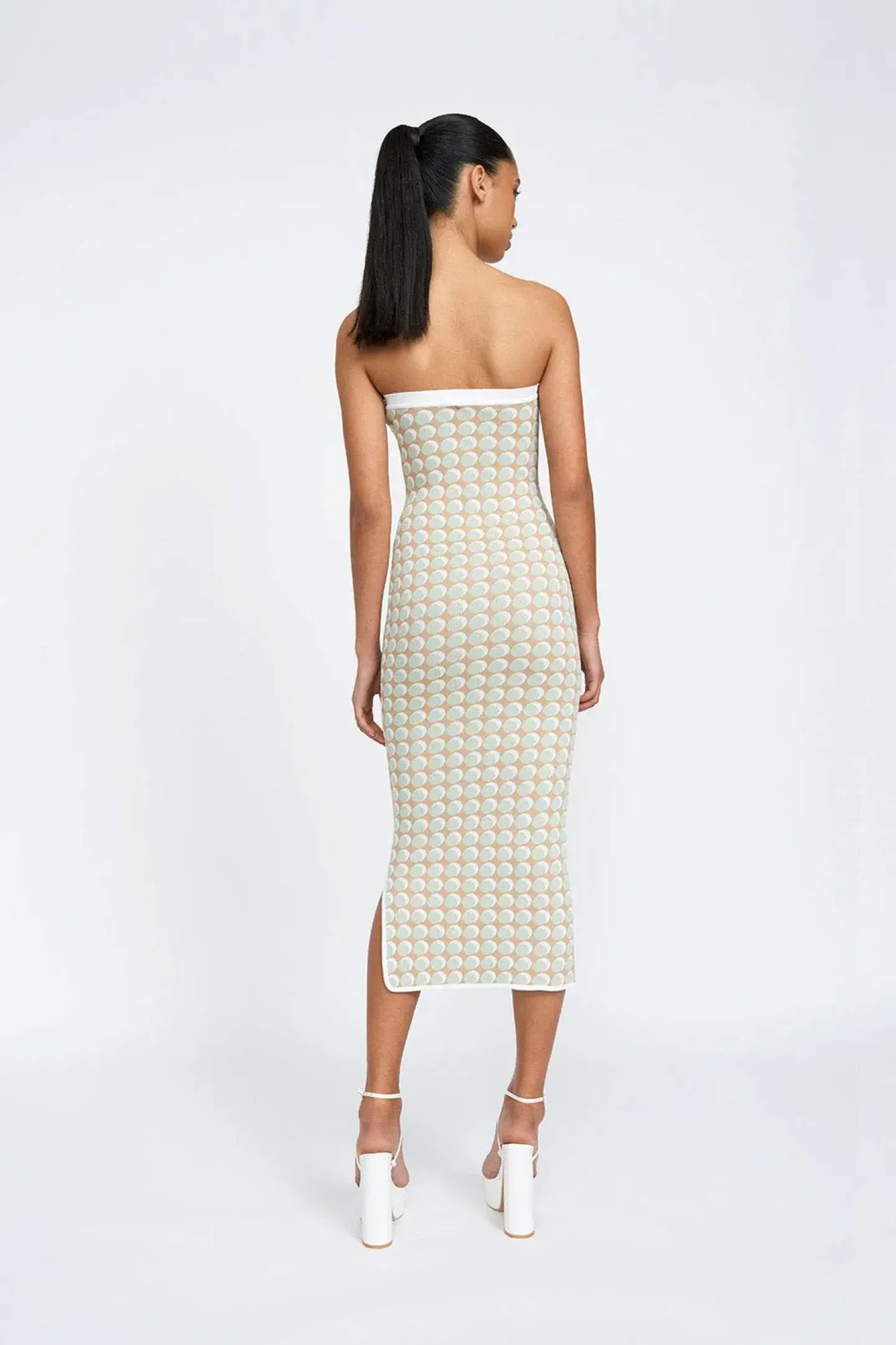 By Johnny Sol Geo Knit Midi Dress Pistachio Spot Size XS / AU 6 - Image 3