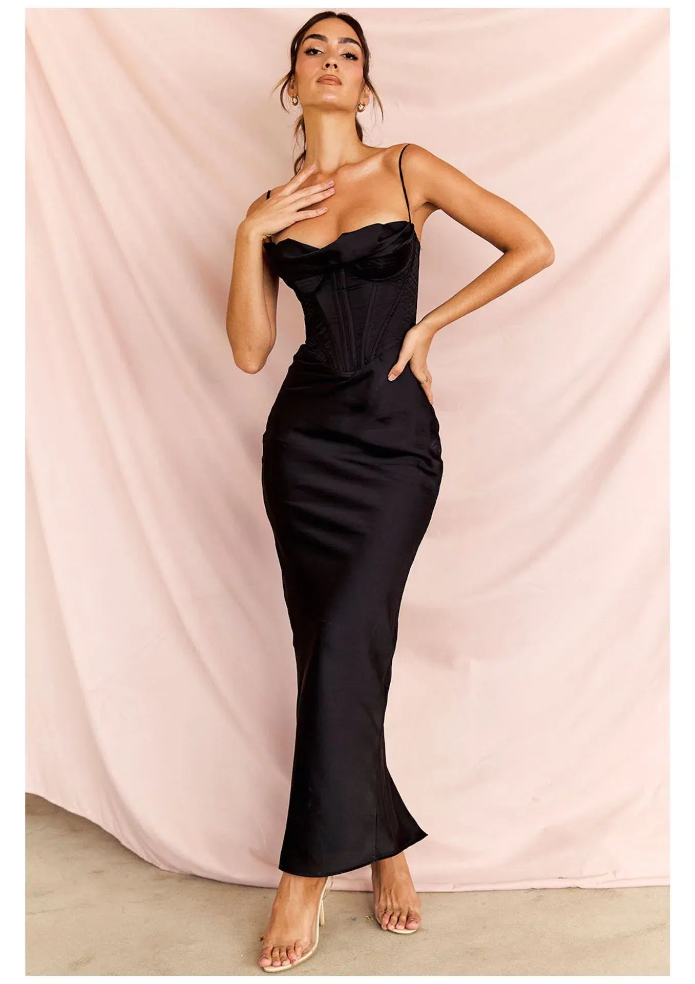 House of CB Charmaine Corset Maxi Dress Shortened Black Size L / AU 12 (Plus Cups) - Image 1