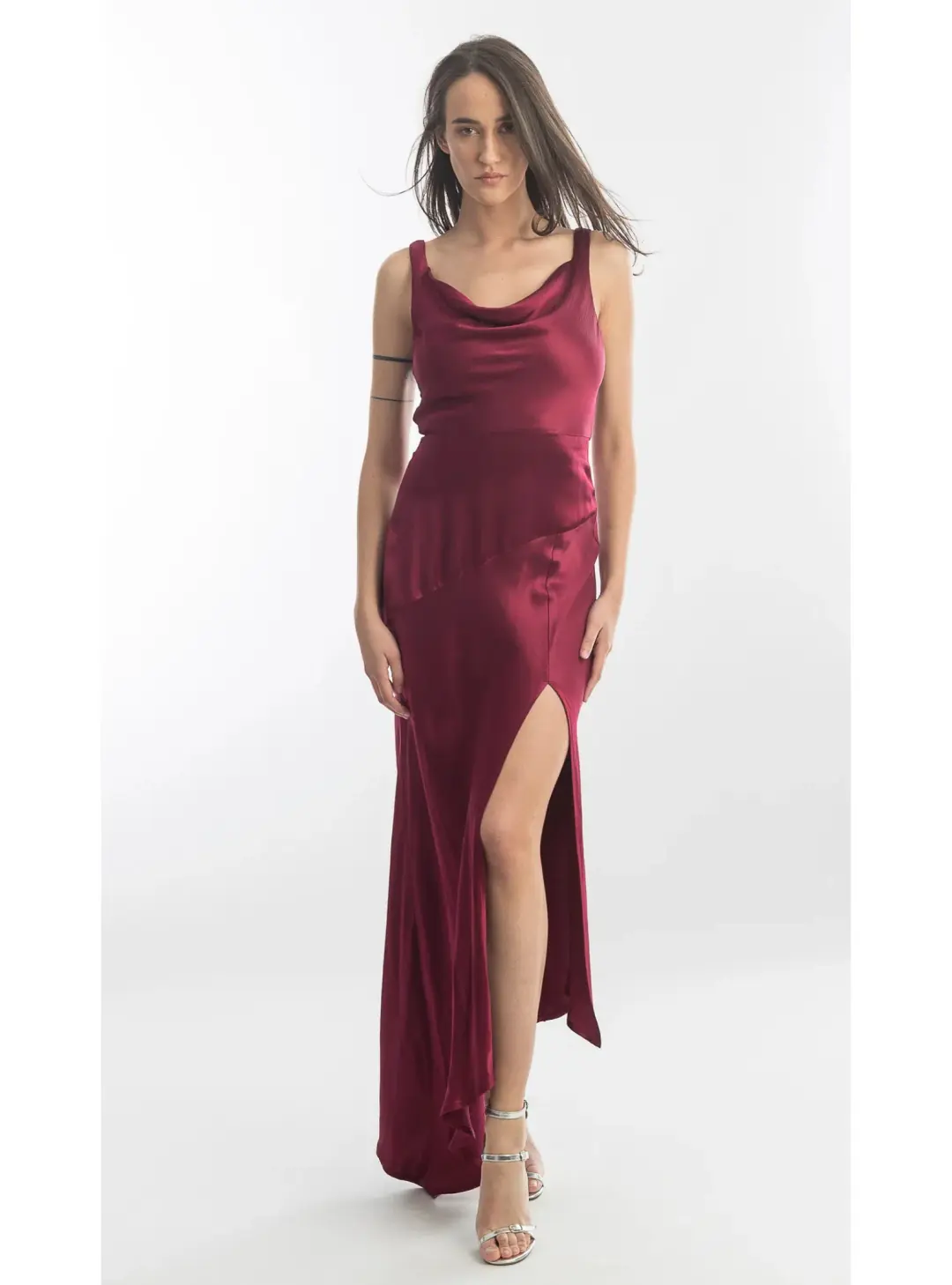 Bec & Bridge Moon Dance Cowl Dress Burgundy Size AU 10 for rent on The Volte - main image