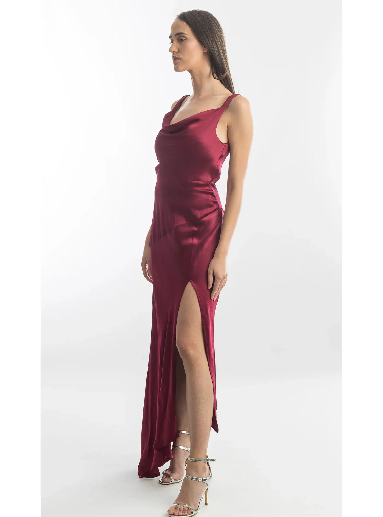 Bec & Bridge Moon Dance Cowl Dress Burgundy Size AU 10 - Image 2