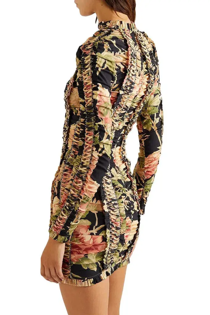 Zimmermann Espionage Lace Up Pencil Dress Black Peony Size 0 / AU 8  for rent on The Volte - main image