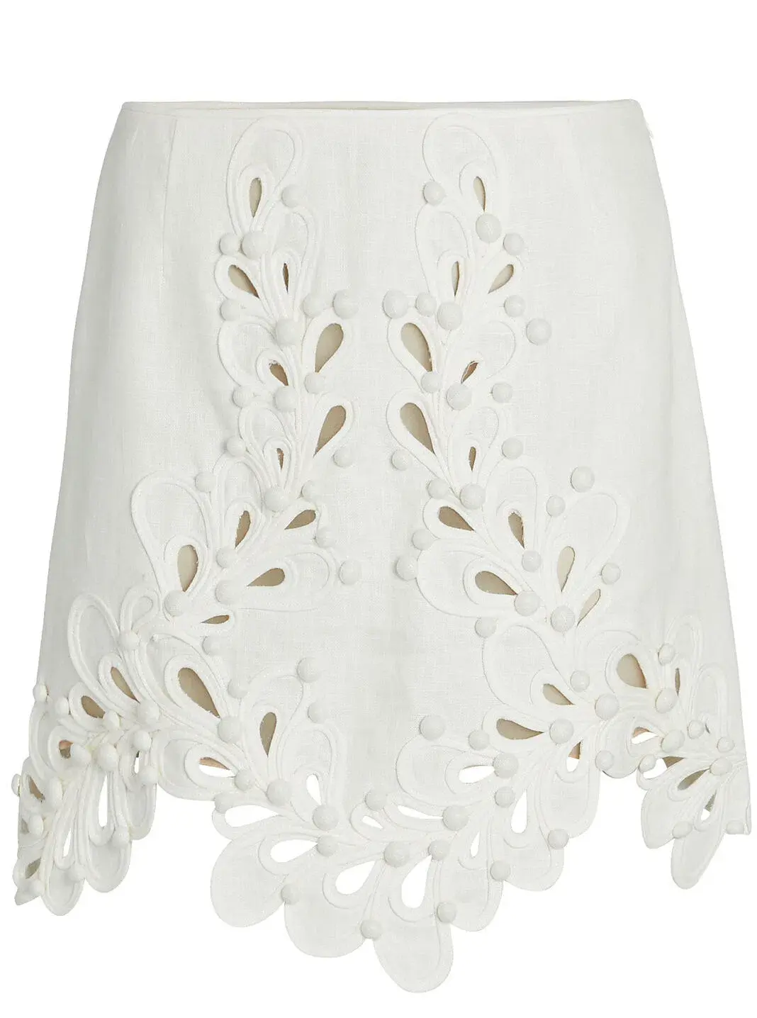 Zimmermann Brightside Rouleaux Mini Skirt Ivory Size 2 / AU 12  for rent on The Volte - main image