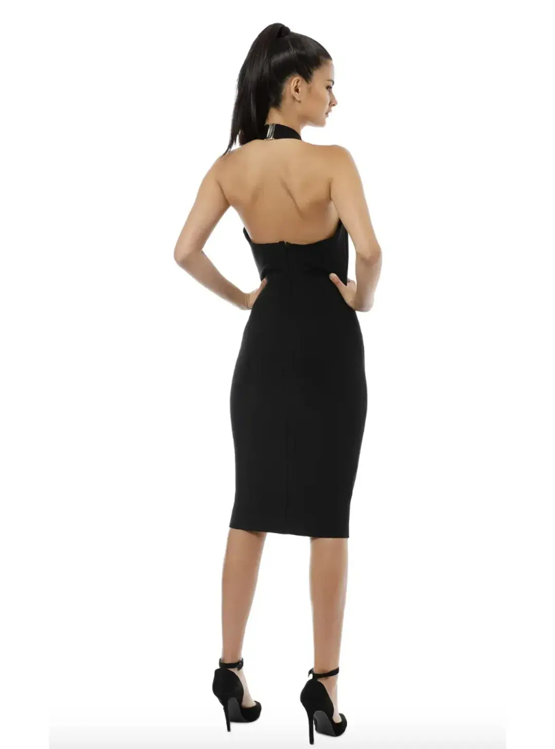 Misha Julia Midi Dress Black Size 4 for rent on The Volte - main image