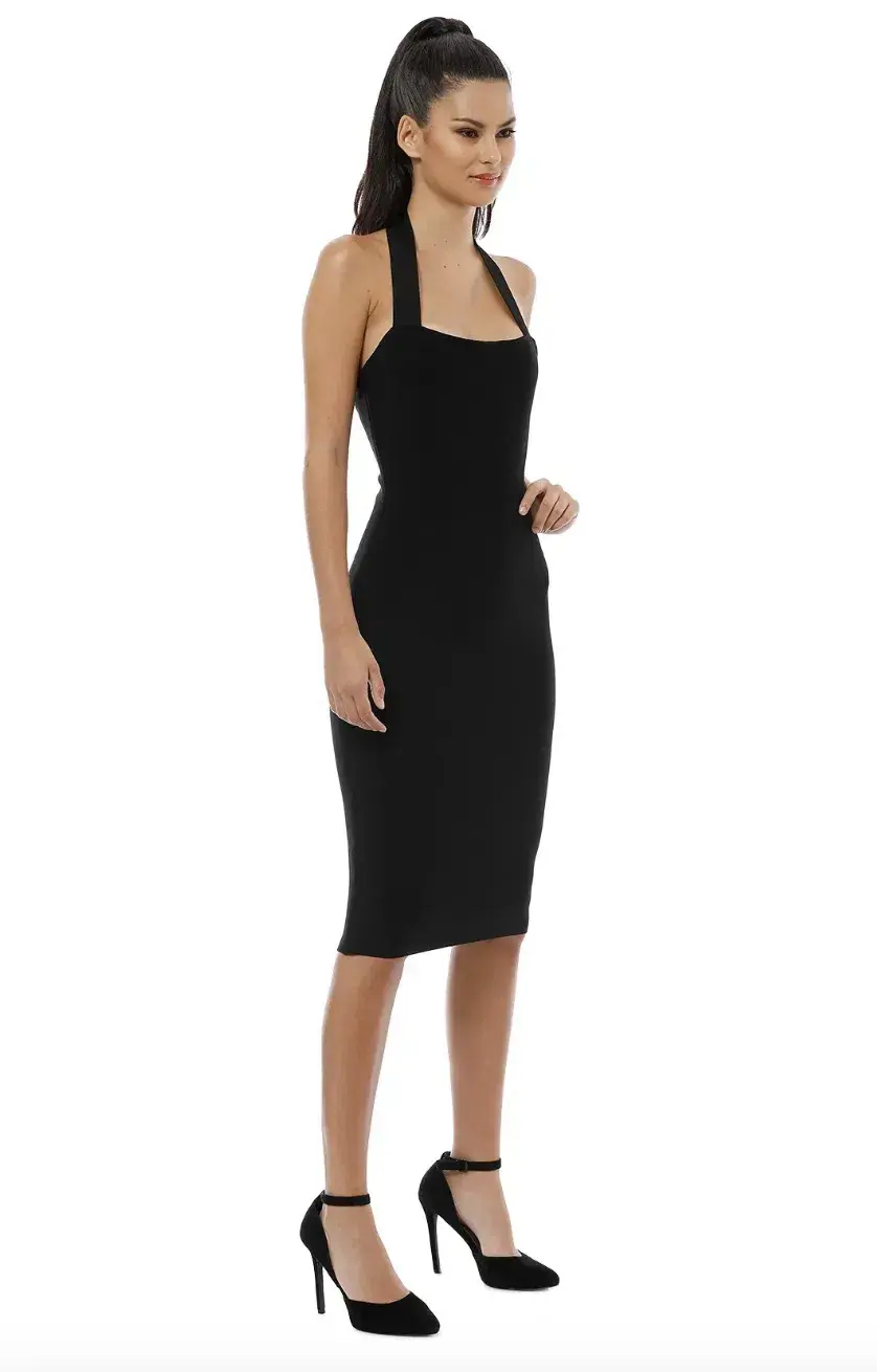 MISHA Julia Midi Dress Black Size 12 for rent on The Volte - main image