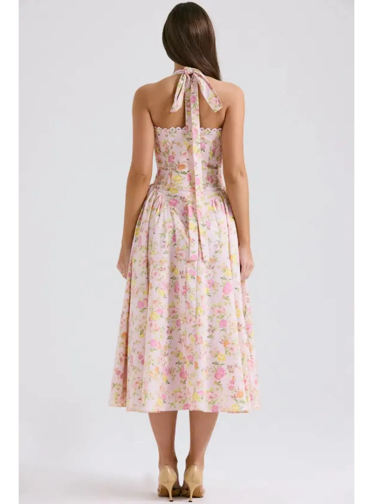 House Of CB Adabella Halter Midi Sundress Meadow Print Size M / 10 - Image 4