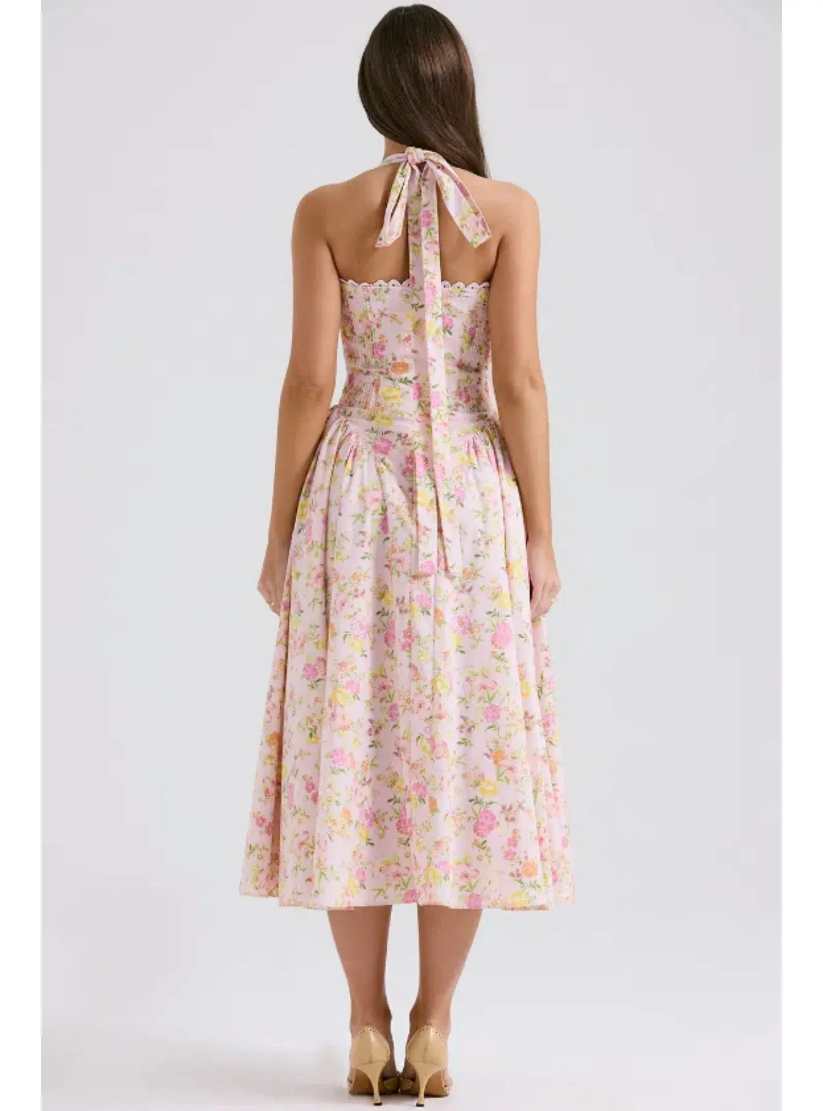 House Of CB Adabella Halter Midi Sundress Meadow Print Size XS / 6 - Image 4