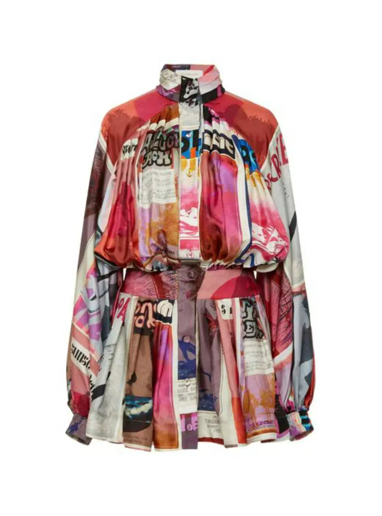 Zimmermann Wavelength Sleeve Mini Dress Pink Poster Print Size 0 / AU 8  - Image 4