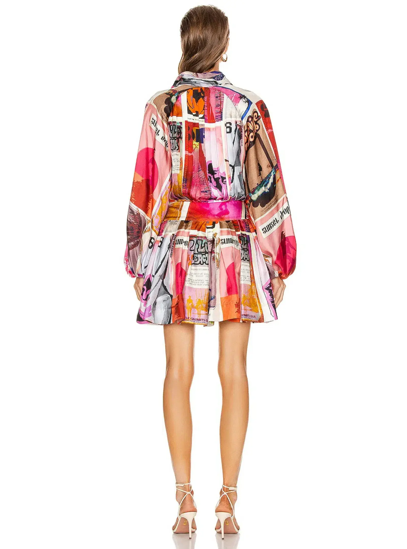 Zimmermann Wavelength Sleeve Mini Dress Pink Poster Print Size 0 / AU 8  - Image 3