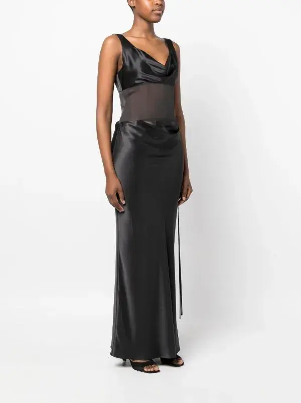 Christopher Esber Sheer Torso Cowl Tank Dress Charcoal  Size 14 AU - Image 2
