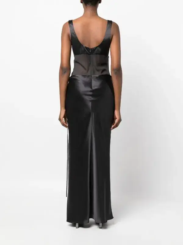Christopher Esber Sheer Torso Cowl Tank Dress Charcoal  Size 14 AU - Image 3