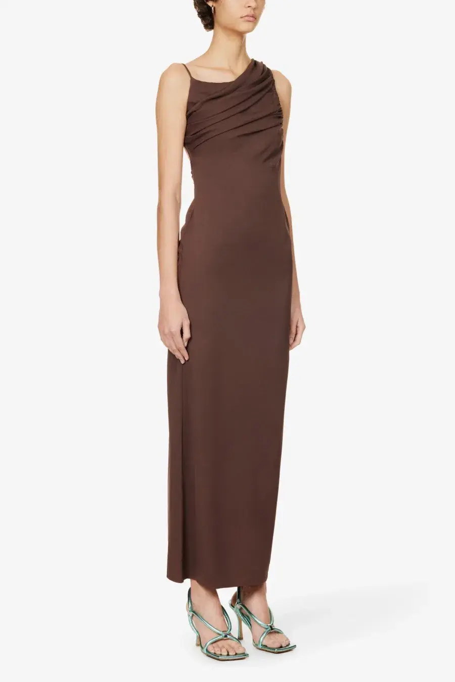 Christopher Esber Cowl Drape Dress Chocolate Size 14 AU - Image 2