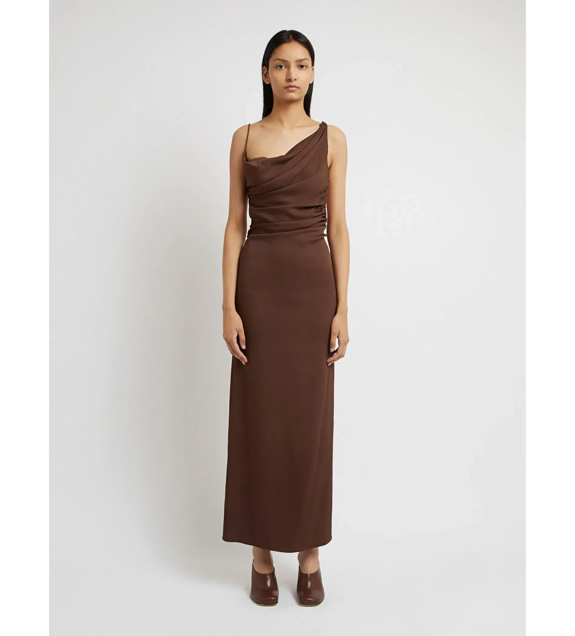 Christopher Esber Cowl Drape Dress Chocolate Size 14 AU - Image 1