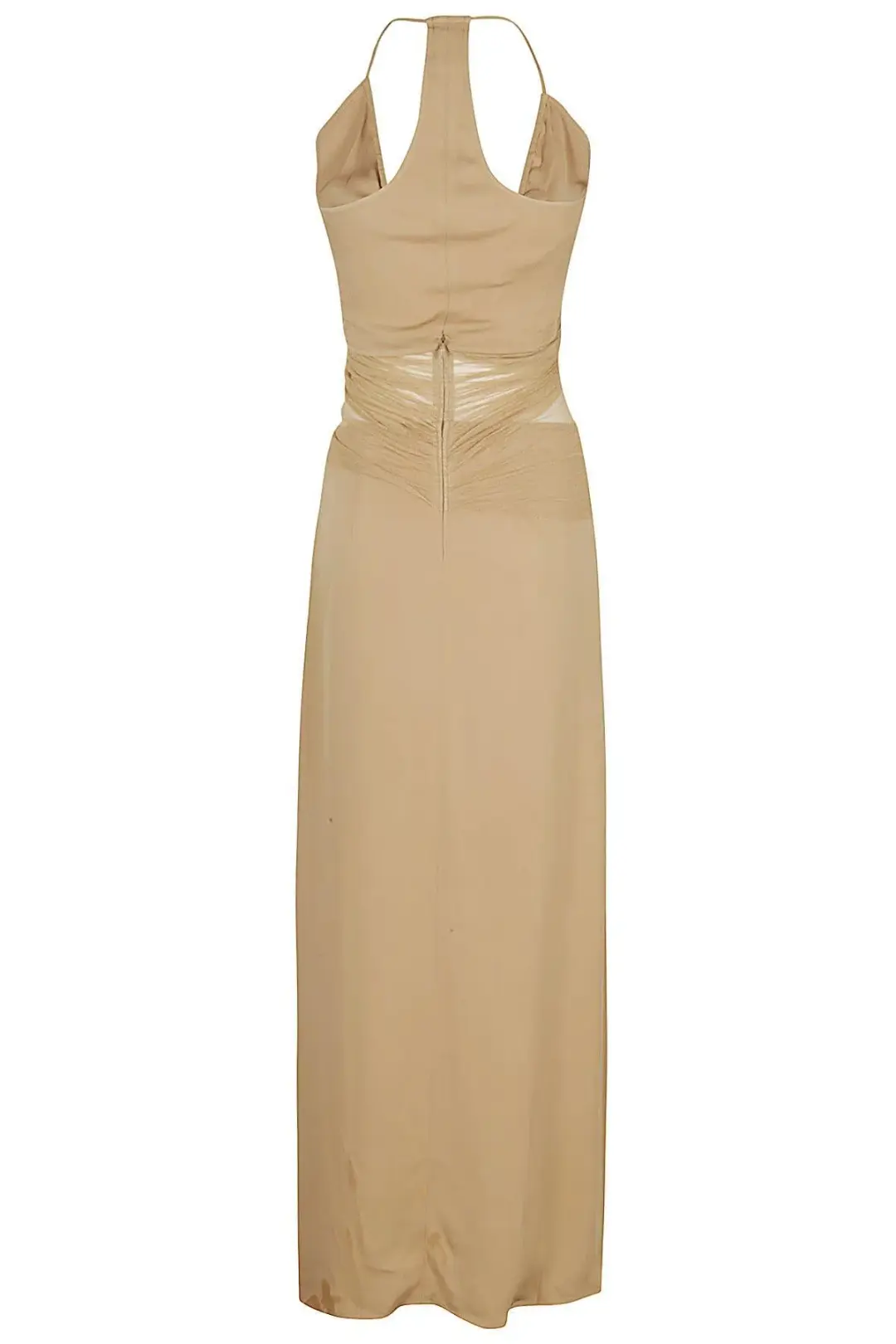 Christopher Esber  Tulle Panel Back Halter Dress Tannin Size 6 AU for rent on The Volte - main image