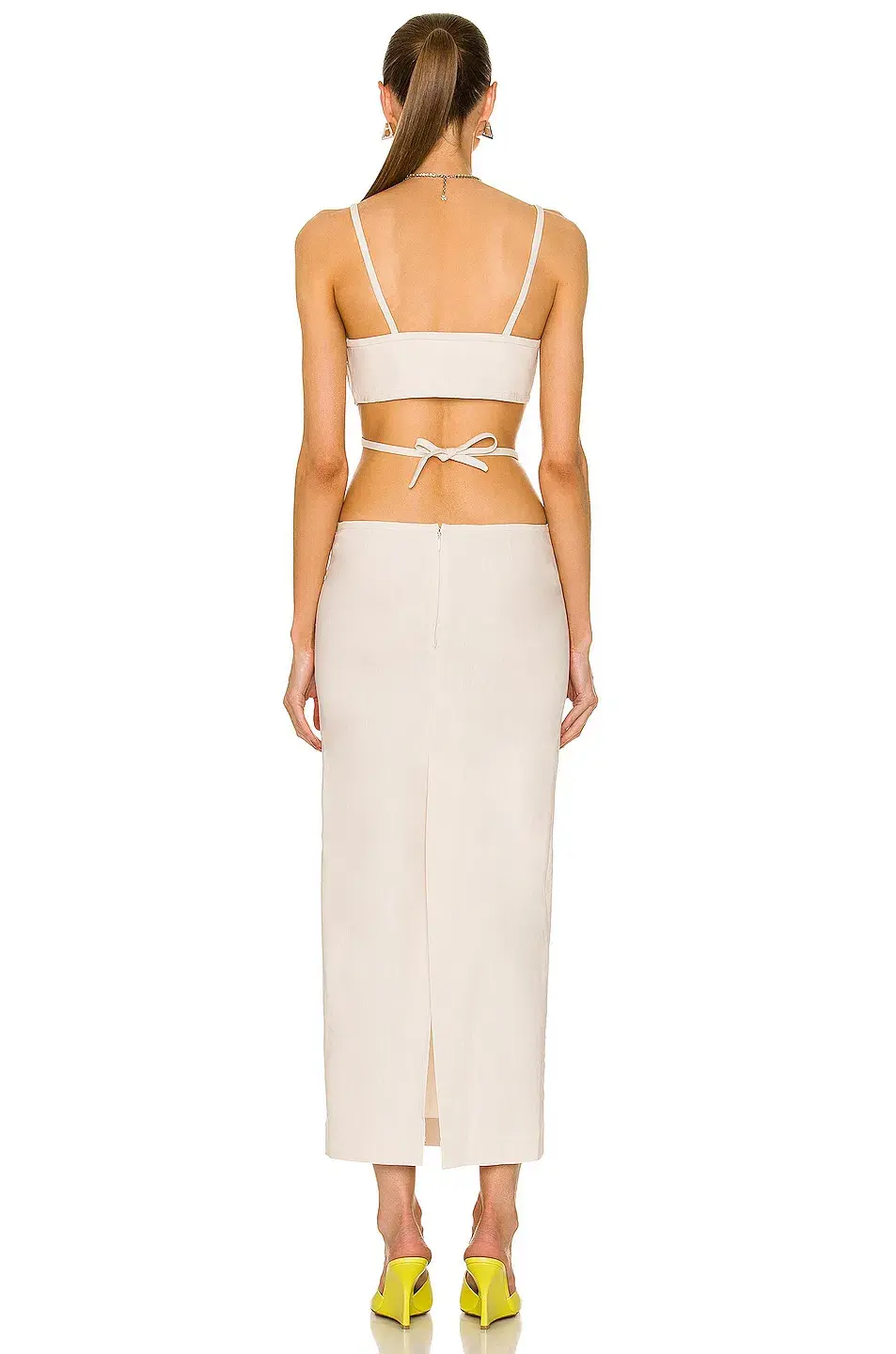 Christopher Esber  Cross Bandeau Tie Dress Bone Size 14 AU for rent on The Volte - main image