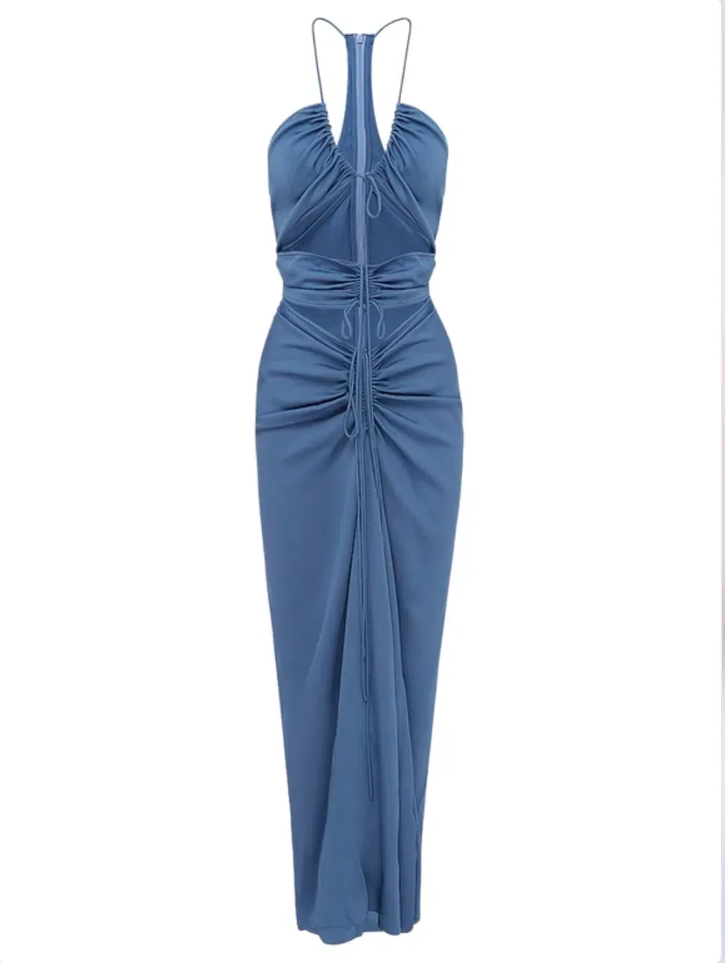 Christopher Esber  Multi Panel Disconnect Ruched Halter Dress Lapis Size 14 AU - Image 4