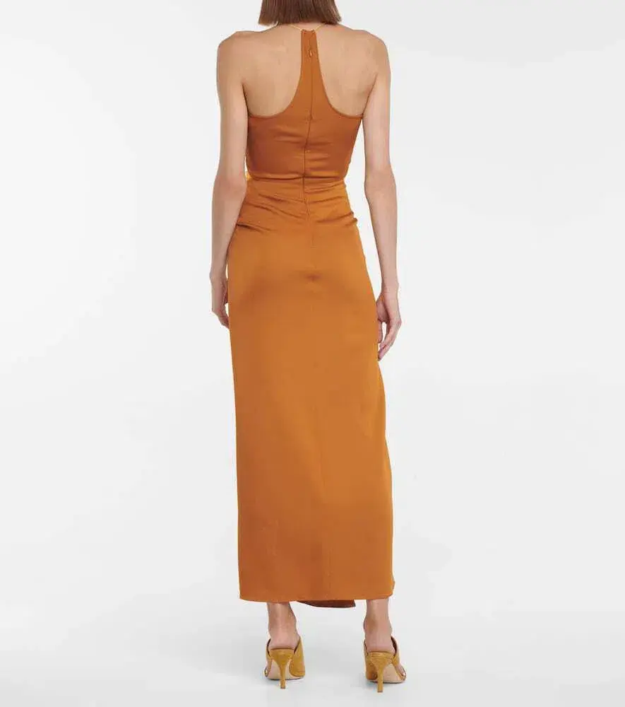 Christopher Esber  Multi Panel Disconnect Ruched Halter Dress Caramel/Chalky Yellow Size 12 AU - Image 2