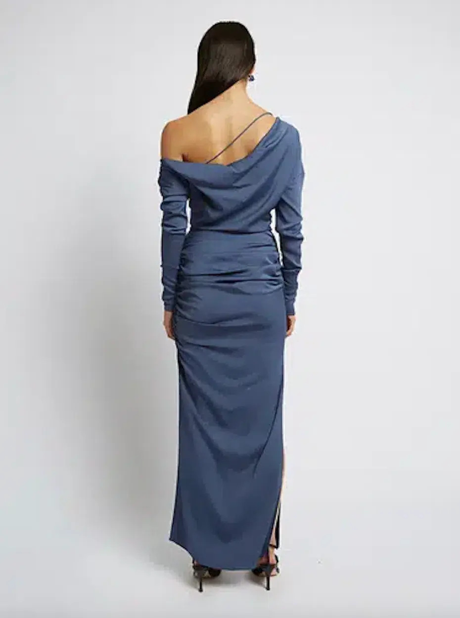 Christopher Esber Multi Gather Column Dress Denim Size 4 AU - Image 2