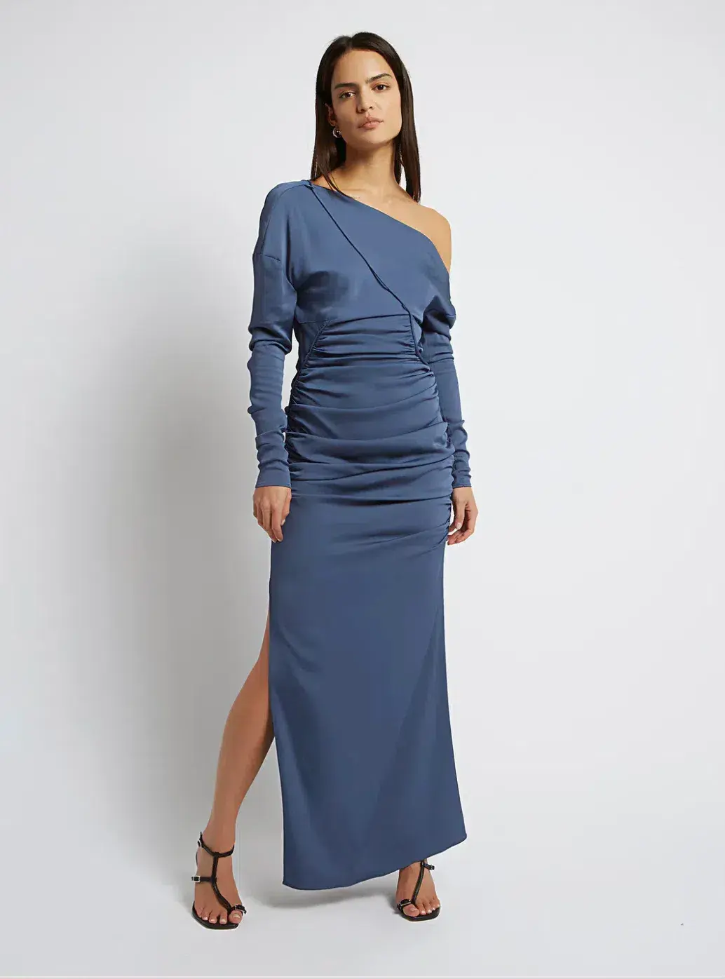 Christopher Esber Multi Gather Column Dress Denim Size 4 AU - Image 1